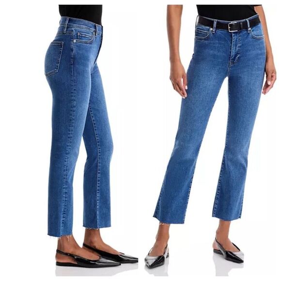 Frame Women's High Rise Le High Straight Raw Edge Denim Jeans Blue Size 27 - Picture 2 of 16